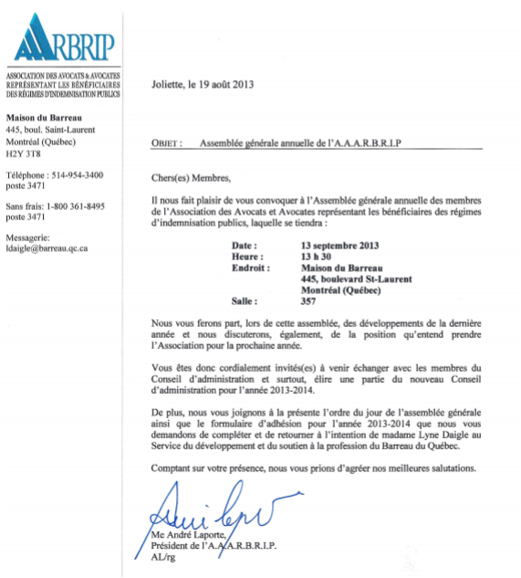 avis convocation septembre 2013